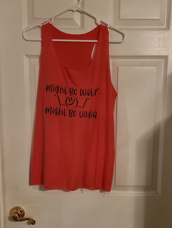 Tops - Coral Graphic Tank Top - "Might Be Water Might Be Vodka"